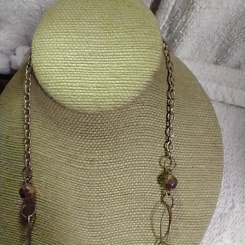 Coppertone bead chain mirror ball necklace